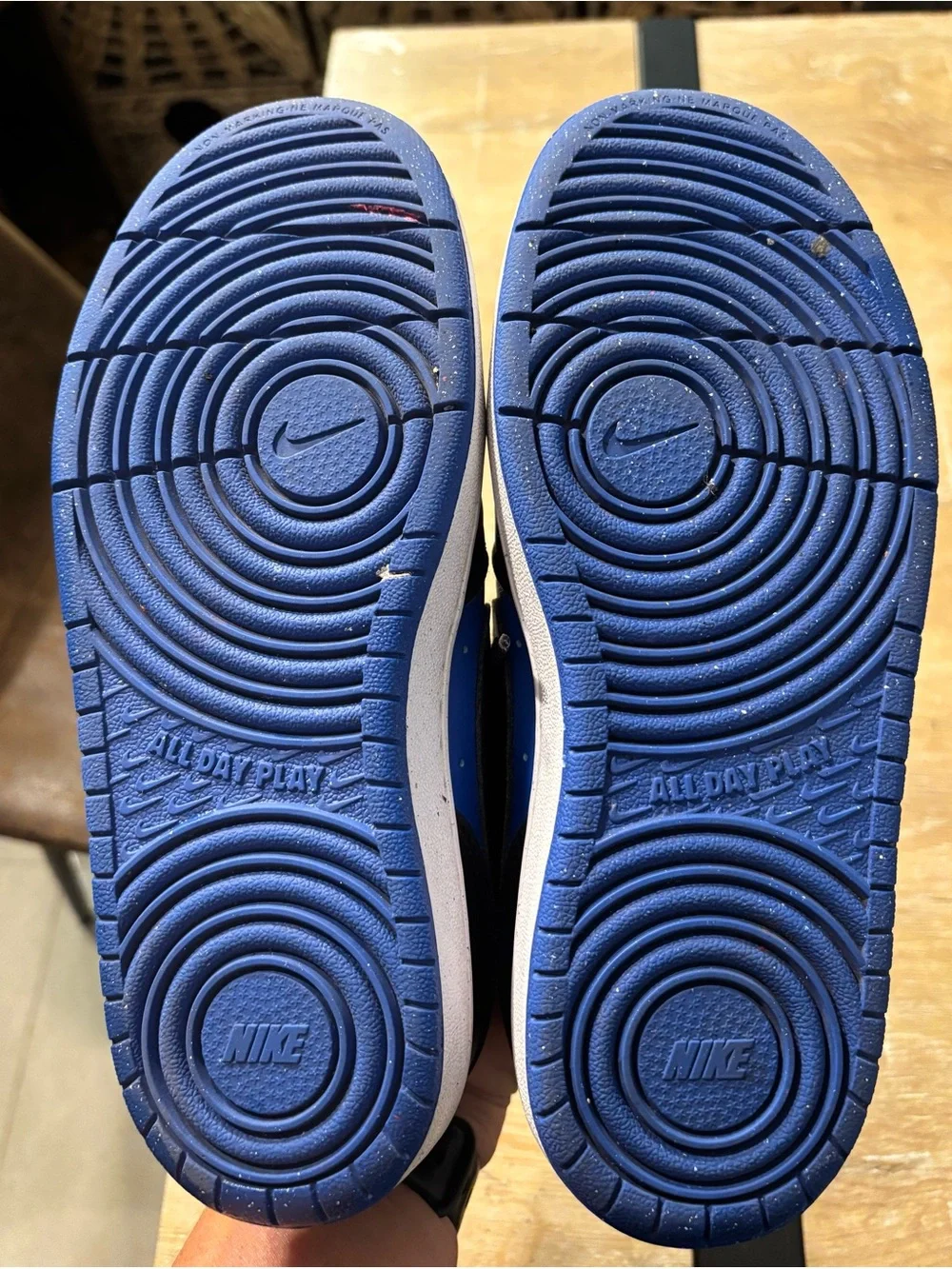 Nike Court Borough Black and Blue Low-Top Sneakers Boys Size 4.5